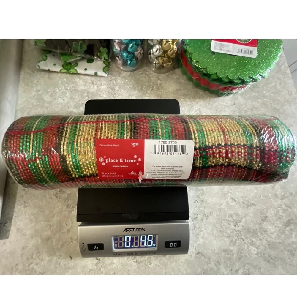 Place & Time Decorative Mesh Holiday Ribbon 10x6 yard